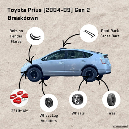 Little Big Supply™ Toyota Gen 2 Roof Rack Cross Bars compatible with 2004–2009 Toyota Prius, 2003–2008 Toyota Matrix, Toyota Corolla & Pontiac Vibe